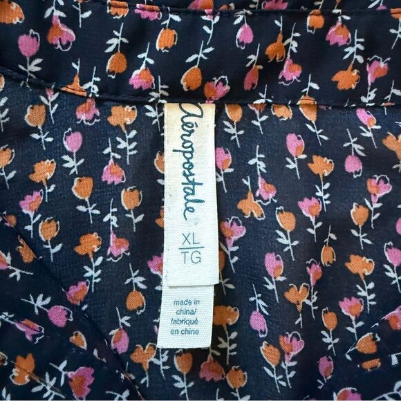Aeropostale Floral Top Sleeveless Hi Low Button Down Semi Sheer - Picture 2 of 9